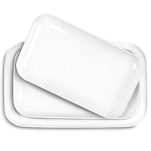 Moretoes 3 große Servierplatten aus Keramik, rechteckig, weiß, Servierplatten für unterhaltsame Ofen, mikrowellengeeignet, Geschirr von Moretoes