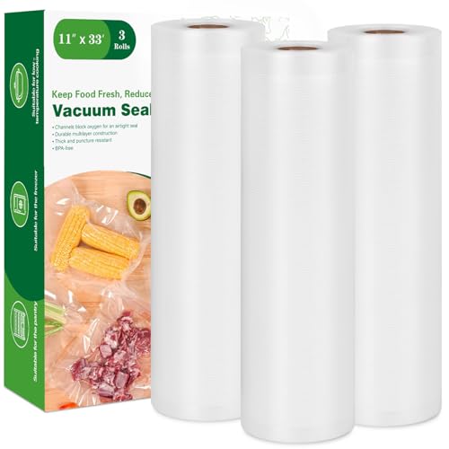 Moretoes Vakuumbeutel, 3 Rollen, 27,9 x 84,4 cm, Lebensmittelbeutel zur Aufbewahrung von Lebensmitteln, handelsübliche Beutelrollen, BPA-frei, individuelle Größe für Sous-Vide-Kochen oder Moretoes Vakuumbeutel, 3 Rollen, 27,9 x 84,4 cm, Lebensmittelbeutel zur Aufbewahrung von Lebensmitteln, handelsübliche Beutelrollen, BPA-frei, individuelle Größe für Sous-Vide-Kochen oder von Moretoes