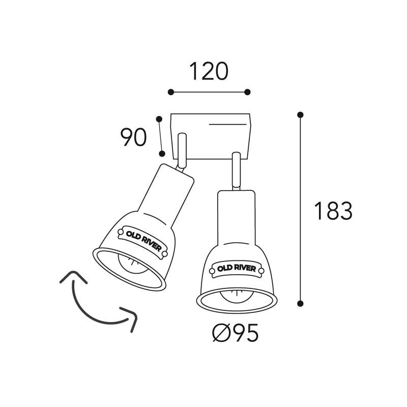 Deckenlampe Azali 1423.E27, 2-flg., messing antik von Moretti Luce