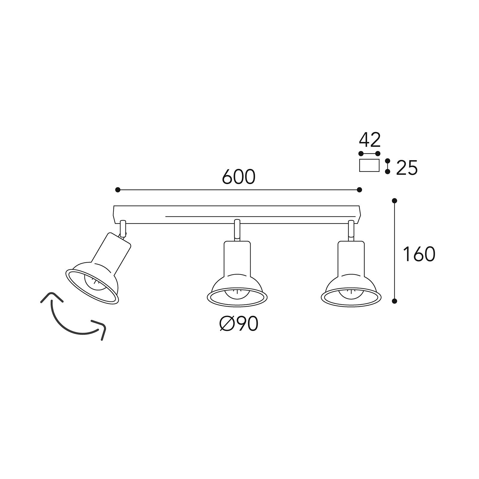 Deckenlampe Genziana 1421.E27, 3-flg messing antik von Moretti Luce