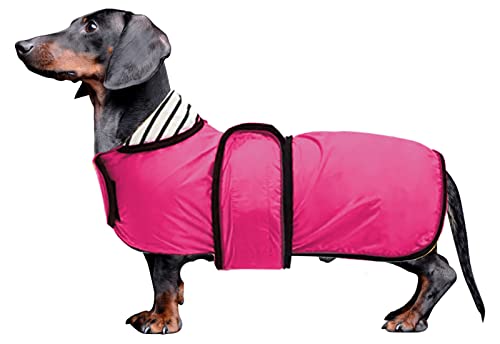 Morezi Hunderegenmantel mit Reflexstreifen, Regen-/wasserdicht, verstellbare Weste, geeignet für kleine und mittelgroße Hunde wie Dackel-Pink-L von Morezi