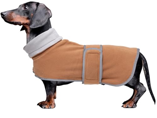 MOREZI Winterhundejacke mit wattiertem Flusenfutter, verstellbarem Klettknopf und hochklappbarem Stehkragen. Sehr gut geeignet für Dackel und kleine und mittelgroße Jagdhunde-Braun-M MOREZI Winterhundejacke mit wattiertem Flusenfutter, verstellbarem Klettknopf und hochklappbarem Stehkragen. Sehr gut geeignet für Dackel und kleine und mittelgroße Jagdhunde-Braun-M von Morezi