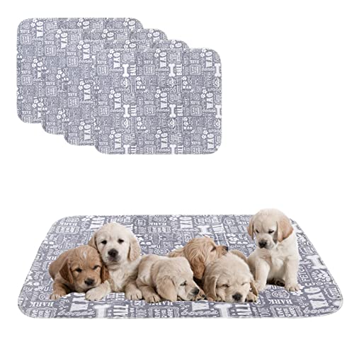 Morezi Waschbar Trainingsunterlagen für Welpen 4er Pack Welpenunterlagen Wiederverwendbare Urinunterlagen für Hunde Schnell Absorbierend Puppy Pads mit Rutschfester Boden -Graue Buchstaben-S von Morezi