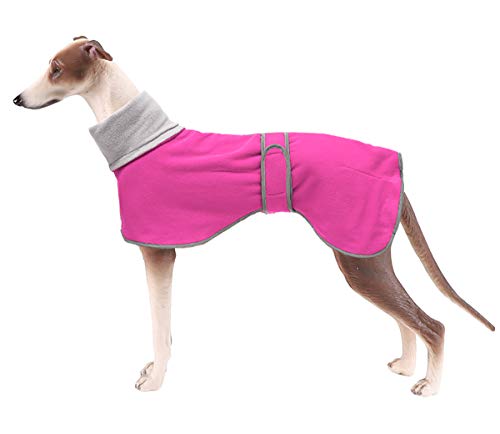 Morezi Winter Hundemantel mit reflektierender Leiste, weiches Polyester-Fleece, verstellbares Band, für Windhunde, Lurcher und Rennhunde-Pink-XS von Morezi