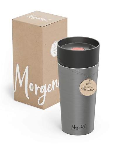 Morgenheld Thermobecher aus Edelstahl 350ml - Isobecher auslaufsicher für Tee oder Kaffee - thermo Kaffeebecher to go - Thermokaffeebecher/Teebecher - stylischer coffee/tea Travel Mug von Morgenheld
