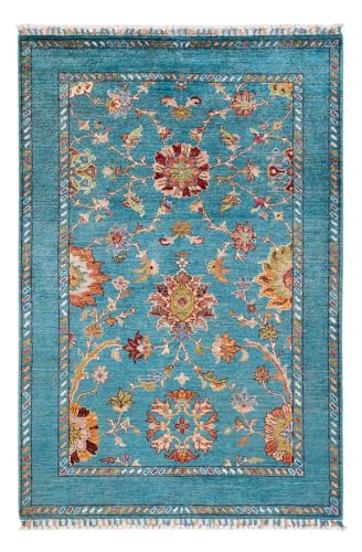 Morgenland Ziegler Teppich - Ariana - 153 x 102 cm - Türkis von Morgenland