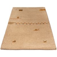 morgenland Wollteppich "Gabbeh - Indus - 120 x 70 cm - beige", rechteckig von Morgenland