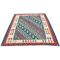 morgenland Wollteppich "Kelim - Oriental - 193 x 131 cm - blau", rechteckig von Morgenland