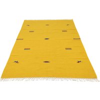 morgenland Wollteppich "Kelim Teppich handgewebt gelb", rechteckig, Kurzflor von Morgenland