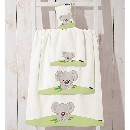 Morgenstern 1 Frottier Kinder-Handtuch Koala grün Duschtuch Babytuch Öko Baumwolle 50x100 von Morgenstern