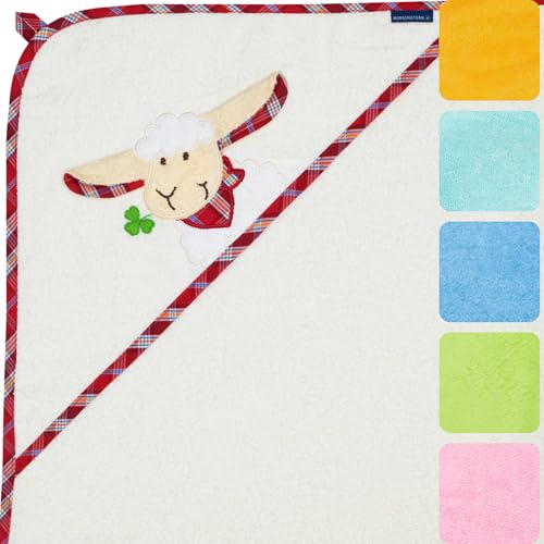 Morgenstern Kapuzenhandtuch Kinder Baby 100 x 100 cm Mädchen & Jungen 100% Baumwolle Frottee Oeko-TEX® Handtuch Badetuch Badehandtuch Sleepy Sheepy von Morgenstern