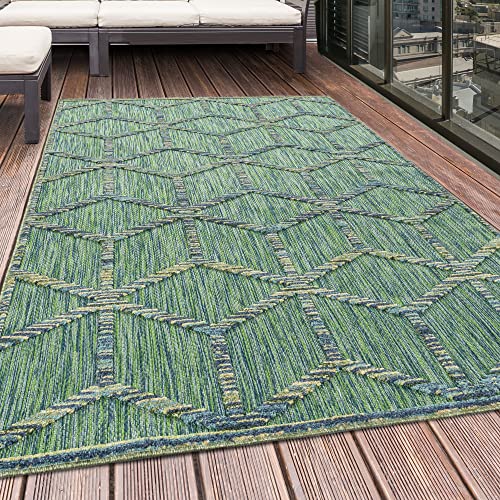 Bahama Novel Teppich Indoor/Outdoor hochtief Effekt rechteckig 200x290cm grün von Morhane