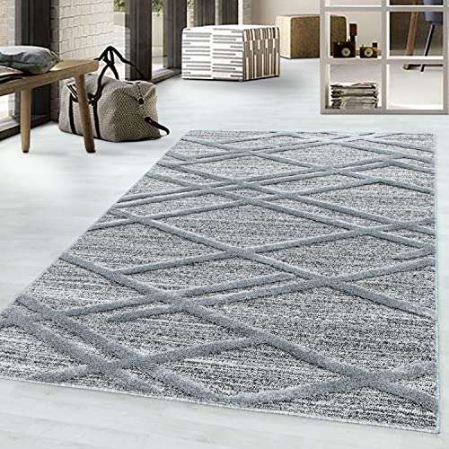 Morhane Pisa Parelle Teppich hochflor läufer 80x250cm grau von Morhane