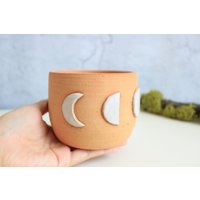 Terrakotta Mond Kreis Übertopf - Sukkulenten Handgemachter Geschenk von MoriCeramics