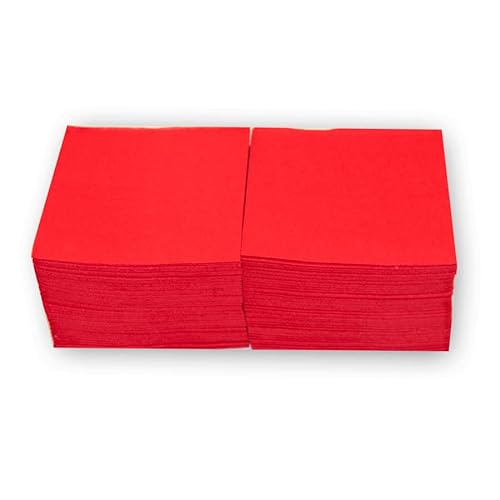 Morigami, Coktail Größe Serviette, 1/4 Falte, Spitze, Rot, 100 Servietten (Packung mit 2) von Morigami
