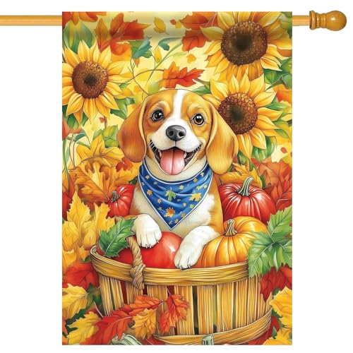Morigins Gartenflagge "Happy Fall", Sonnenblumen-Ernte, Kürbis, doppelseitig bedruckt, dekorativ, Terrasse, für draußen, saisonale Welpen-Hundeflagge, rustikale Outdoor-Dekoration, Größe L, 71 x 101 Morigins Gartenflagge "Happy Fall", Sonnenblumen-Ernte, Kürbis, doppelseitig bedruckt, dekorativ, Terrasse, für draußen, saisonale Welpen-Hundeflagge, rustikale Outdoor-Dekoration, Größe L, 71 x 101 von Morigins