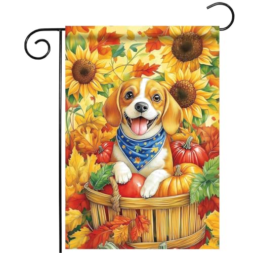 Morigins Gartenflagge "Happy Fall", Sonnenblumen-Ernte, Kürbis, doppelseitig bedruckt, dekorativ, Terrasse, für draußen, saisonale Welpen-Hundeflagge, rustikale Outdoor-Dekoration (klein, 32,5 x 45,7 Morigins Gartenflagge "Happy Fall", Sonnenblumen-Ernte, Kürbis, doppelseitig bedruckt, dekorativ, Terrasse, für draußen, saisonale Welpen-Hundeflagge, rustikale Outdoor-Dekoration (klein, 32,5 x 45,7 von Morigins