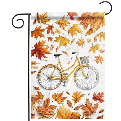 Morigins Happy Fall Gartenflagge, doppelseitig bedruckt, Herbst-Ahornblatt-Herbstfahrrad, Willkommensflaggen für den Außenbereich, Größe S, 32,5 x 45,7 cm Morigins Happy Fall Gartenflagge, doppelseitig bedruckt, Herbst-Ahornblatt-Herbstfahrrad, Willkommensflaggen für den Außenbereich, Größe S, 32,5 x 45,7 cm von Morigins