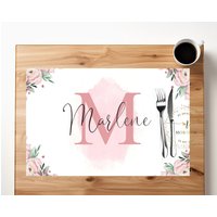 Tischset/Platzset "Name" Aus Weißem, Abwaschbaren Kunststoff Mit Rutschfestem Kautschuk-Rücken - Geschenk Beste Freundin, Oma, Kollegin von Morilou
