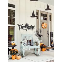 Halloween Wohndekor, Metall Wandkunst, Veranda Dekor, Haustür Willkommen Schild, Wand Happy von MorimoraWallArt