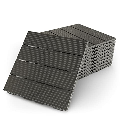 Polypropylen Balkon Terassenfliesen Patio Fertiger Interlocking Bodenbelag Deck Fliesen Innen Außen Garten Decking Déco 30x30 cm 8-Pack von Morion