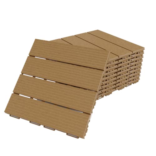 Terrassenfliesen aus Kunststoff, Klicksystem, 30 x 30cm, 8 Stück, 0,72 qm, Balkonfliesen, Bodenbelag, Klickfliesen in Holzoptik, Cappuccino Terrassenfliesen aus Kunststoff, Klicksystem, 30 x 30cm, 8 Stück, 0,72 qm, Balkonfliesen, Bodenbelag, Klickfliesen in Holzoptik, Cappuccino von Morion