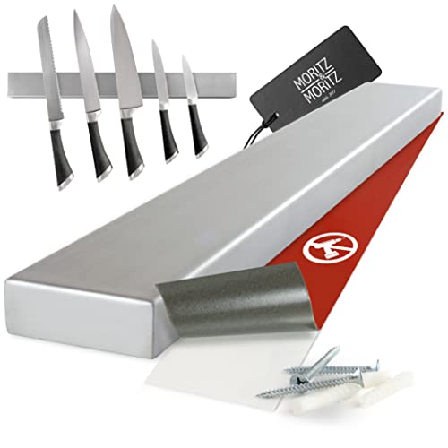 Moritz & Moritz Magnetleiste Messer selbstklebend 40cm - Messer Magnetleiste zum Kleben oder Bohren - Messerhalter Magnetisch aus Edelstahl - Messermagnetschiene für Küchenutensilien Werkzeug von Moritz & Moritz