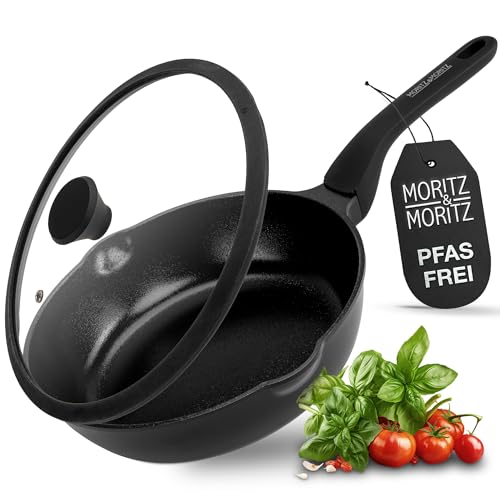Moritz & Moritz 26cm Multipfanne mit Deckel Schwarz - Pfanne mit Antihaftbeschichtung & Soft-Touch-Griff - Ideal zum Braten, Schmoren und Dämpfen - 26 cm Durchmesser - Für alle Herdarten geeignet Moritz & Moritz 26cm Multipfanne mit Deckel Schwarz - Pfanne mit Antihaftbeschichtung & Soft-Touch-Griff - Ideal zum Braten, Schmoren und Dämpfen - 26 cm Durchmesser - Für alle Herdarten geeignet von Moritz & Moritz