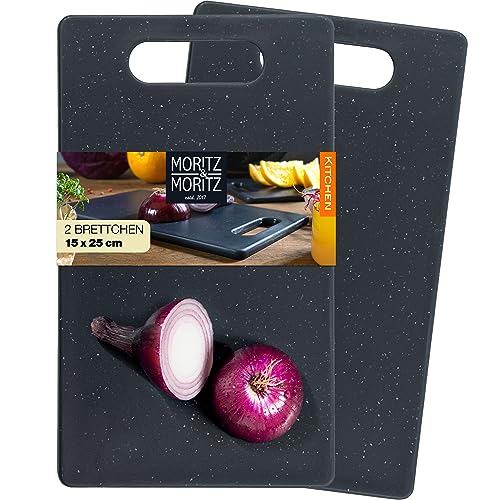 Moritz & Moritz 2x Schneidebrett Kunststoff Set in Granit Optik - 25 x 15 cm - Schneidebretter BPA frei - Frühstücksbrettchen - Schneidebrett Set hygienisch und spülmaschinenfest von Moritz & Moritz