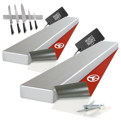 Moritz & Moritz 2x Magnetleiste Messer selbstklebend 40cm - Messer Magnetleiste zum Kleben oder Bohren - Messerhalter Magnetisch aus Edelstahl - Messermagnetschiene für Küchenutensilien Werkzeug von Moritz & Moritz