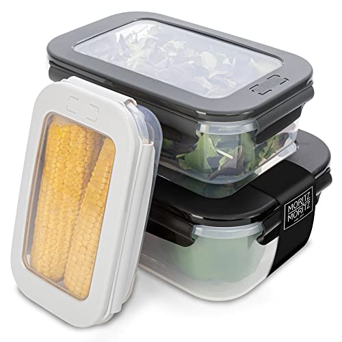 Moritz & Moritz 3x Frischhaltedosen mit Deckel Kunststoff – 0,5/1,4/2,8 Liter – Luftdicht und Auslaufsicher – Gefrierdosen Set mit Click-Funktion – Food Storage Containers Mikrowellenfest von Moritz & Moritz