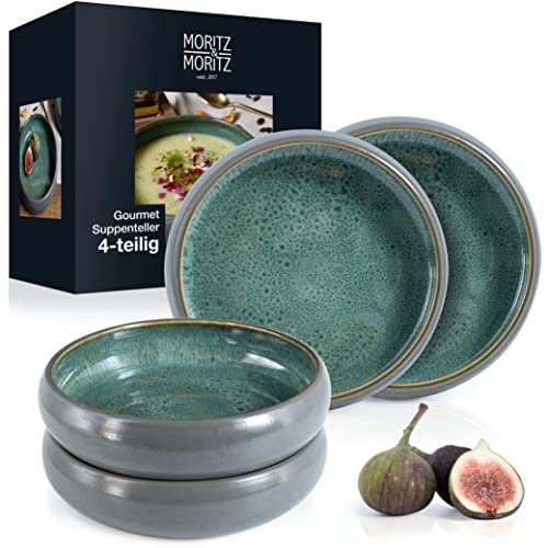 Moritz & Moritz SOLID 4x Suppenteller Steinzeug 19cm – Bowl Schüssel aus Steinzeug für Suppe, Nudeln, Salat oder Müsli von Moritz & Moritz