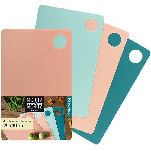 Moritz & Moritz 4x Flexibles Schneidebrett Kunststoff Dünn - Schneidebretter je 29 x 19 cm - Schneidematte - Schneidebrett Flexibel - Für sicheres Schneiden mit Grifföffnung von Moritz & Moritz