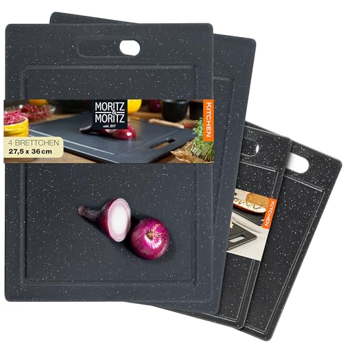 Moritz & Moritz 4x Schneidebrett Kunststoff Set in 2 Größen - Schneidebretter BPA frei - Küchenbretter Granitoptik - Cutting Board mit Antirutschfüßen, Eingriffsöffnung - Schneidebrett mit Saftrille Moritz & Moritz 4x Schneidebrett Kunststoff Set in 2 Größen - Schneidebretter BPA frei - Küchenbretter Granitoptik - Cutting Board mit Antirutschfüßen, Eingriffsöffnung - Schneidebrett mit Saftrille von Moritz & Moritz
