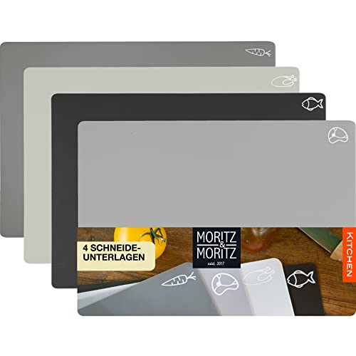 Moritz & Moritz 4x Schneidematte Küche - 28 x 38 cm - Schneideunterlage Küche für schnelles Arbeiten - Schneidebrett Kunststoff Flexibel von Moritz & Moritz