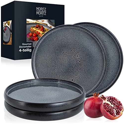 Moritz & Moritz SOLID 4x Speiseteller 26 cm - Steinzeug Teller Set - Geschirr Set zum Servieren von Moritz & Moritz