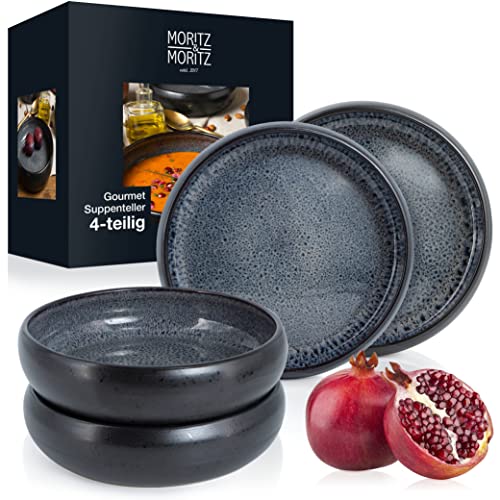 Moritz & Moritz SOLID 4x Suppenteller Steinzeug 19 cm – Bowl Schüssel aus Steinzeug für Suppe, Nudeln, Salat oder Müsli von Moritz & Moritz