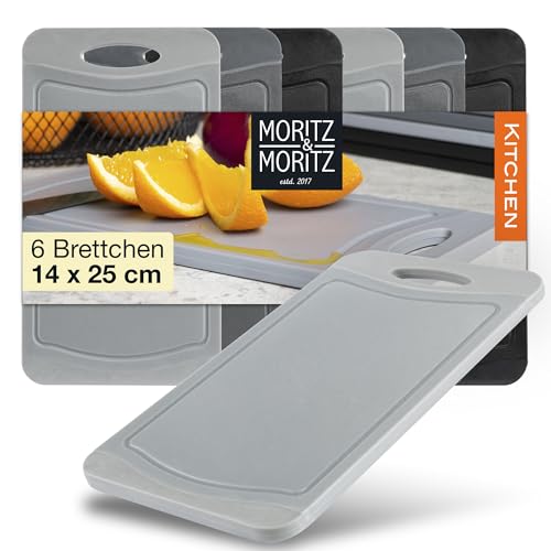 Moritz & Moritz 6x Frühstücksbrettchen Kunststoff Set - 14x25cm - Schwarz - Schneidebrett Kunststoff Set – Jausenbrett - Frühstücksbretter - Brotbretter Spülmaschinenfest - BPA-FREI von Moritz & Moritz