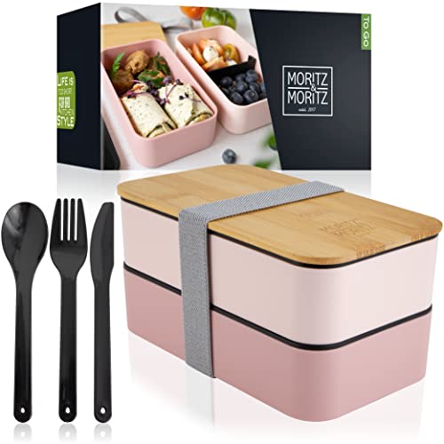 Moritz & Moritz Bento Box Kinder in Pink – Perfekte Lunchbox für Kinder und Erwachsene - Brotdose mit Fächern – Ideal für die Arbeit, Schule und unterwegs von Moritz & Moritz