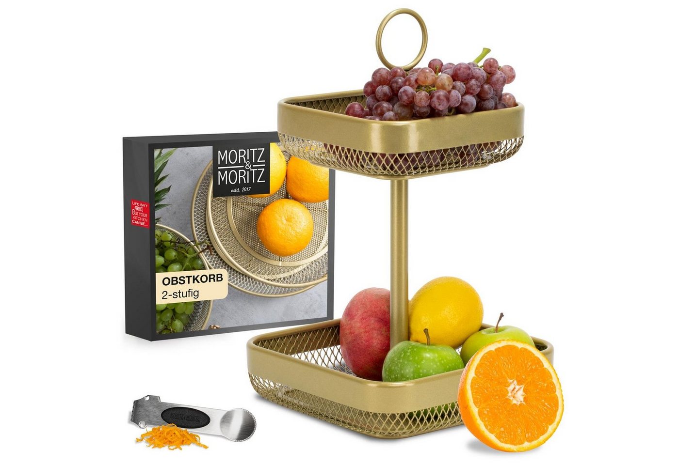 Moritz & Moritz Etagere Obst Etagere, Metall, (2-stöckig, 2-tlg), Obstkorb Etagere Gold von Moritz & Moritz