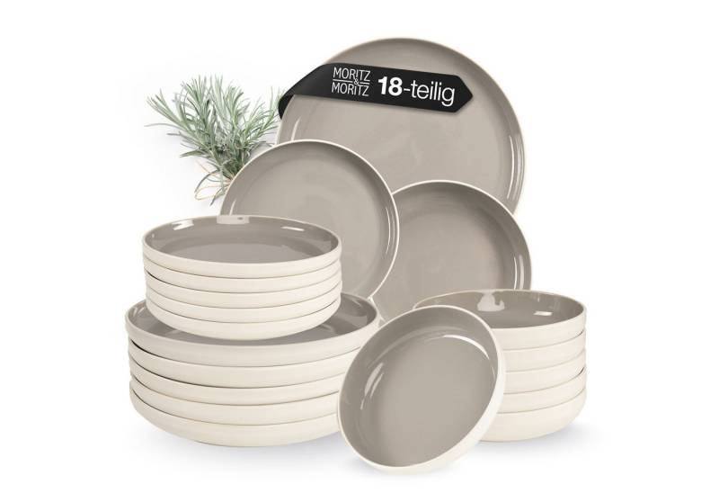 Moritz & Moritz Geschirr-Set CAVO Geschirrset - Stone (18-tlg), 6 Personen, Steinzeug, für 6 Personen aus Steinzeug von Moritz & Moritz