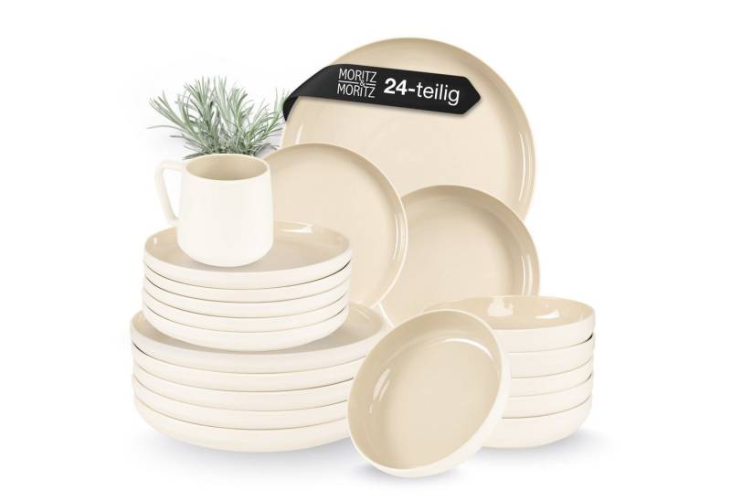 Moritz & Moritz Geschirr-Set CAVO Geschirrset mit Tassen Sand (24-tlg), 6 Personen, Steinzeug, für 6 Personen aus Steinzeug von Moritz & Moritz