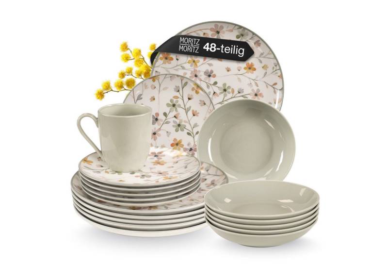 Moritz & Moritz Kombiservice PRIMAVERA Kombi Service 48-tlg (48-tlg), 12 Personen, Steinzeug, Geeignet für Spülmaschine & Mikrowelle von Moritz & Moritz
