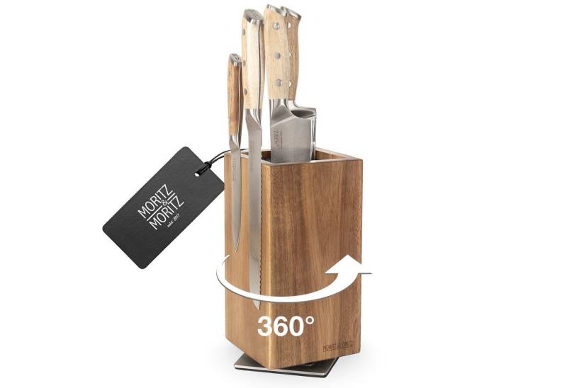 Moritz & Moritz Magnet-Messerblock Messerblock magnetisch, 360° drehbar mit Borsteneinsatz, Akazie (1tlg), Magnetisch, Drehbar von Moritz & Moritz