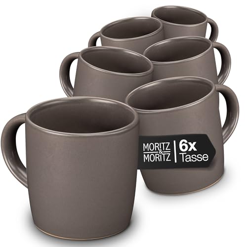 Moritz & Moritz NORDIC Kaffeetassen Set 6-teilig Grau - ca. 300ml aus hochwertigem Steinzeug - Stilvolles Design mit Henkel - Tassen mit Henkel für Kaffee, Tee, heiße Schokolade, Cappuccino von Moritz & Moritz