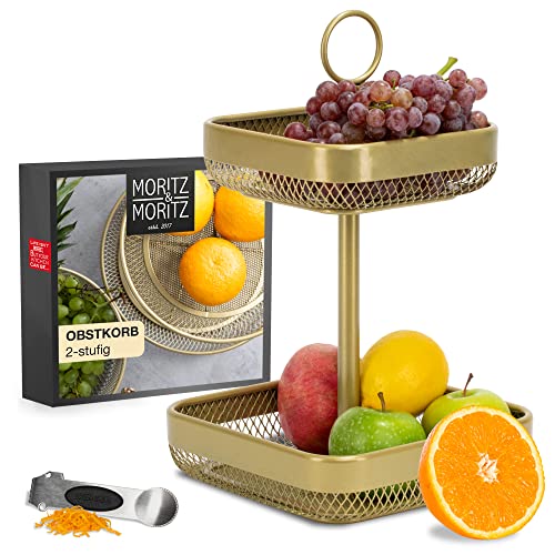 Moritz & Moritz Obst Etagere Gold Metall - Moderne Obstschale Gold - Obstkorb Gold zur Aufbewahrung von Obst, Gemüse und Brot von Moritz & Moritz