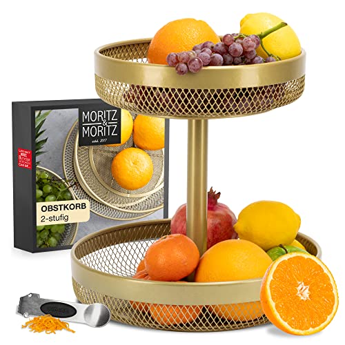 Moritz & Moritz Obst Etagere Gold Metall - Moderne Obstschale Gold - Obstkorb Gold zur Aufbewahrung von Obst, Gemüse und Brot von Moritz & Moritz