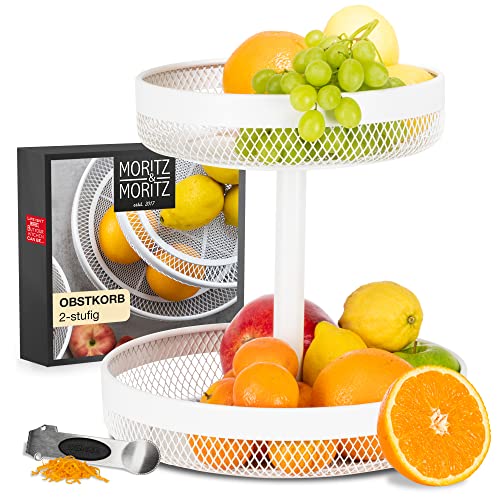 Moritz & Moritz Obst Etagere Weiß Metall – Moderne Obstschale Weiß – Obstkorb Etagere Weiß von Moritz & Moritz