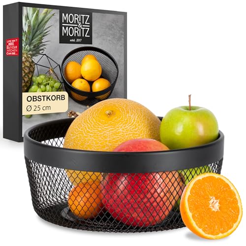 Moritz & Moritz Obstschale Schwarz Metall 25cm - Obstkorb Schwarz Metall – Korb für Geschenke, Früchte, Gemüse und Brot von Moritz & Moritz