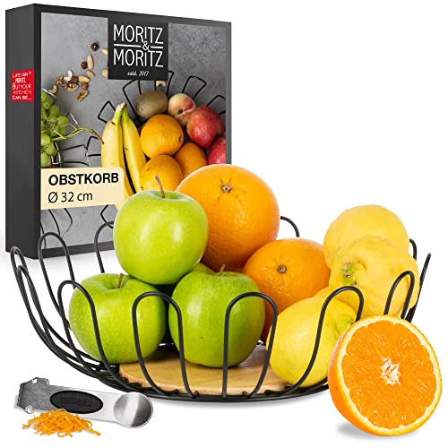 Moritz & Moritz Obstschale Schwarz Metall 32cm - Obstkorb Schwarz Metall – Korb für Geschenke, Früchte, Gemüse und Brot von Moritz & Moritz